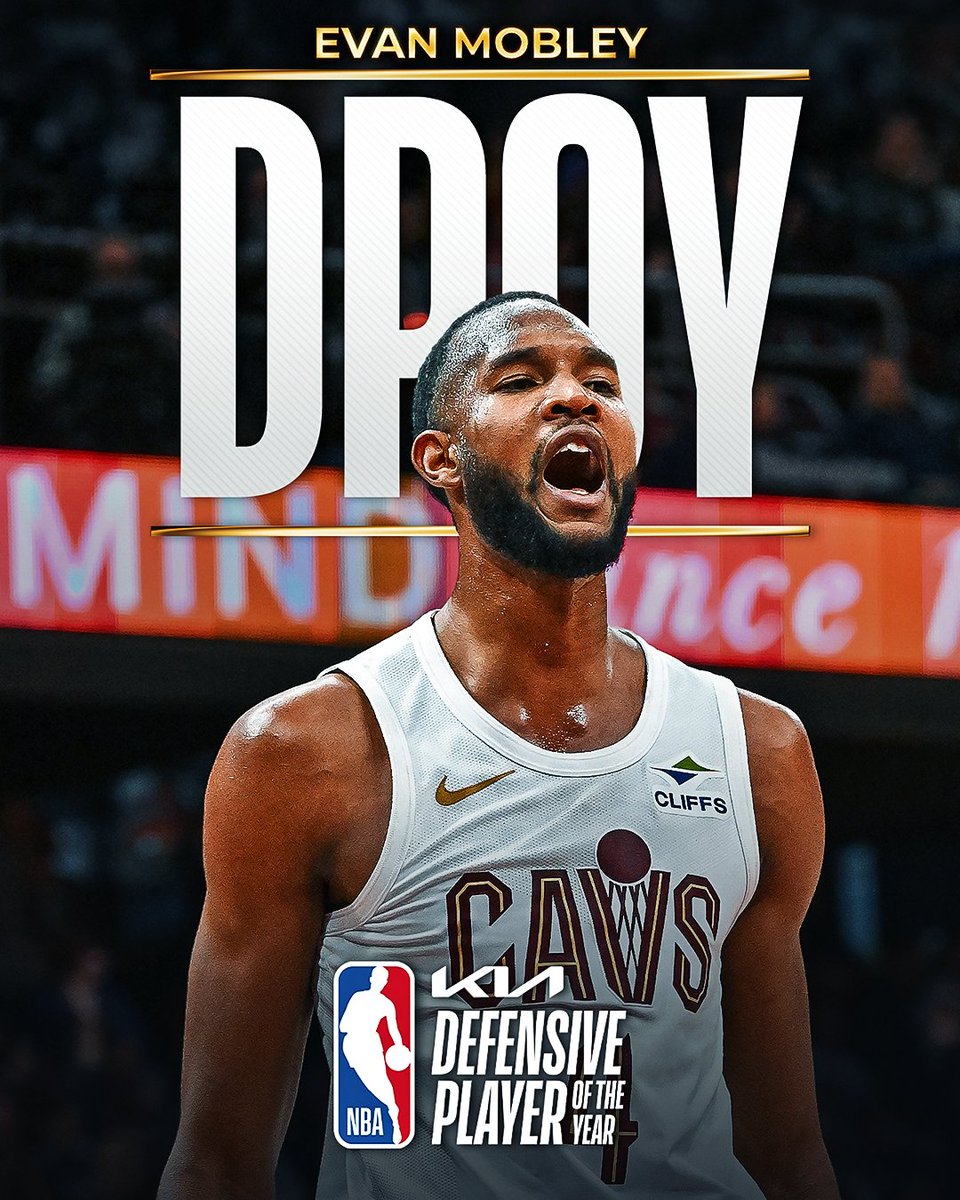 NBA (@nba) on Twitter photo The 2024-25 Kia NBA Defensive Player of the Year is... Evan Mobley!
#NBAAwards | #KiaDPOY | <a href="/Kia/">Kia America</a> The 2024-25 Kia NBA Defensive Player of the Year is... Evan Mobley!
#NBAAwards | #KiaDPOY | <a href="/Kia/">Kia America</a>