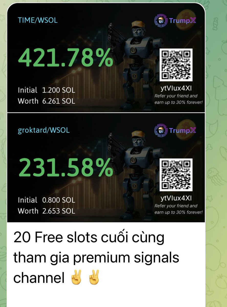 Steven36969's tweet photo. Anh em săn kèo meme hệ Sol thì nhờ TrumpX check kèo ngon nhé!
Luôn có 2 option để ae linh hoạt thời gian, vốn và cho công việc của mình.
#Solana
#TrumpX https://t.co/i2j4ID72SK