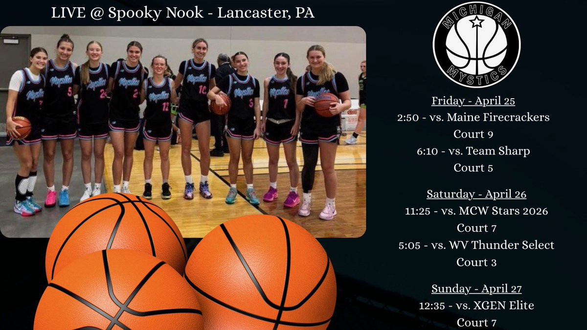 Alexis Raska (@alexis_raska) on Twitter photo Excited to play at Spooky Nook! Here is our schedule for this weekend! <a href="/MImystics/">Michigan Mystics</a> <a href="/CometWBB/">GL Girls Basketball</a> Excited to play at Spooky Nook! Here is our schedule for this weekend! <a href="/MImystics/">Michigan Mystics</a> <a href="/CometWBB/">GL Girls Basketball</a>