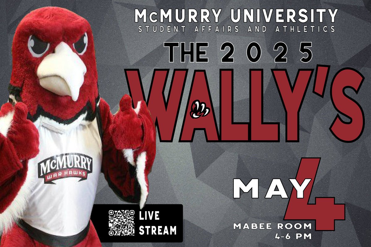 Mark your calendars!! The Wally's are coming soon. Sunday, May 4 from 4-6 in the Mabee Room.

Live Stream: tinyurl.com/3244es5h