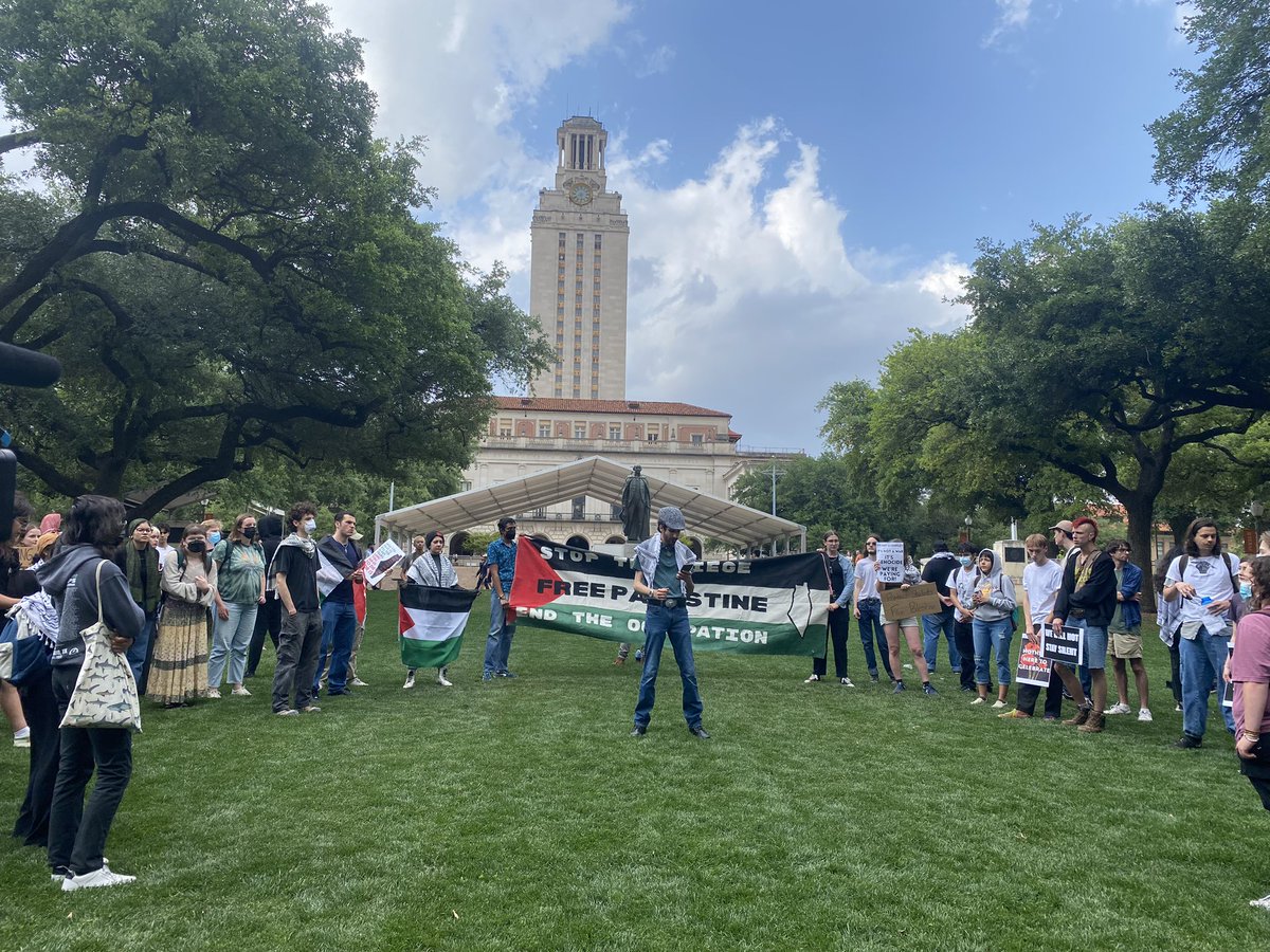 NOW: Around 75 demonstrators are gathered at the South Mall for a pro-Palestine protest.