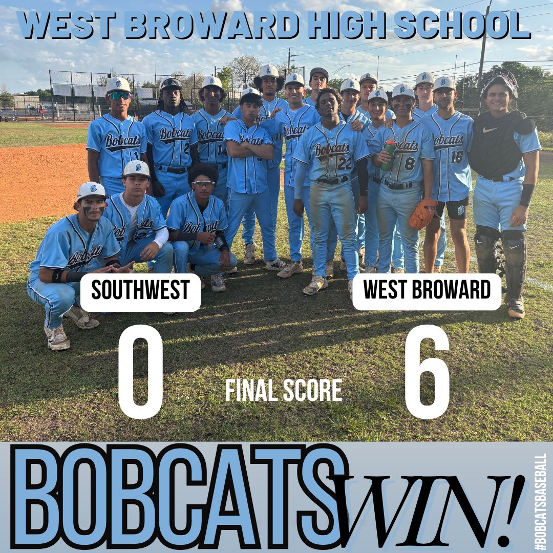 After a tough loss yesterday, your Bobcats are still in. Great solid win today. 
<a href="/Mr_P_WB/">Mr. P</a> <a href="/WestBrowardHigh/">West Broward High</a> <a href="/DavidRosenbergg/">David Rosenberg</a> <a href="/JoeFrisaro/">Joe Frisaro</a> #bobcatsbaseball #spring2025 #playoffs