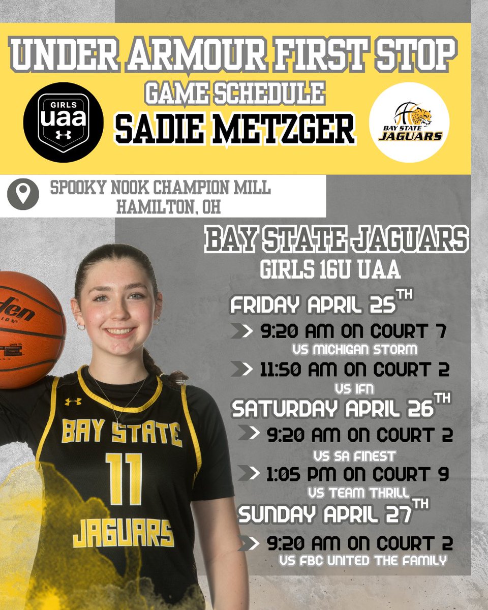 Sadie Metzger (@sadie_metzger) on Twitter photo My schedule for this weekends UAA First Stop. So excited to compete with my team!
<a href="/WorcesterGBB/">Worcester Academy Girls Basketball</a>
<a href="/BayStateJags/">Bay State Jaguars</a>
<a href="/NEPSGBCA/">NEPSGBCA</a> My schedule for this weekends UAA First Stop. So excited to compete with my team!
<a href="/WorcesterGBB/">Worcester Academy Girls Basketball</a>
<a href="/BayStateJags/">Bay State Jaguars</a>
<a href="/NEPSGBCA/">NEPSGBCA</a>