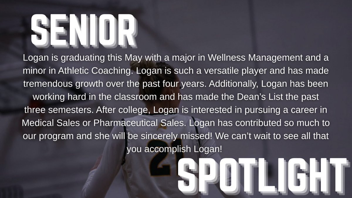 Next up for our senior spotlight series, we have our senior Forward, Logan!
