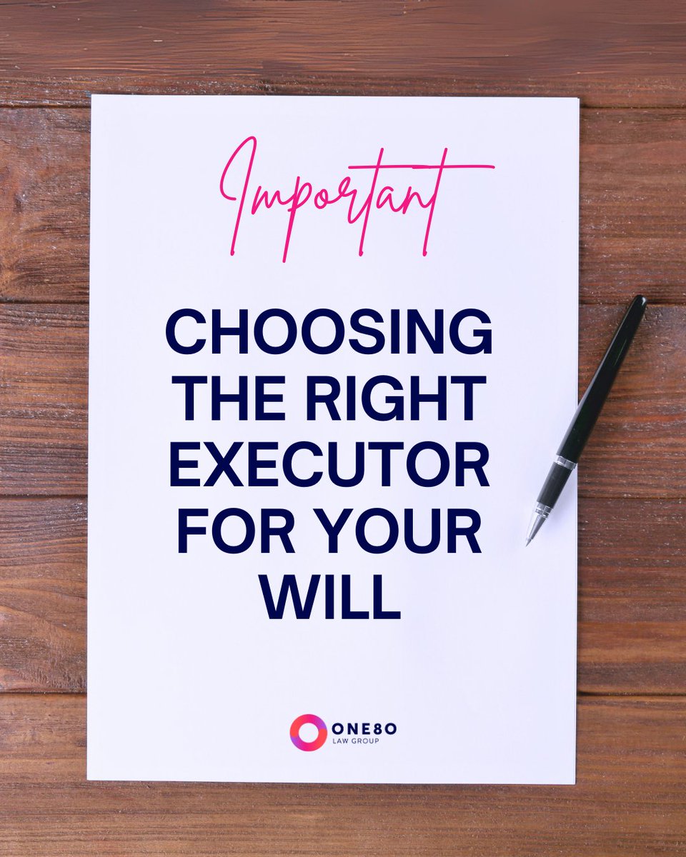 one80law's tweet photo. 📝 Choosing an executor? Pick someone responsible, level-headed &amp; organized. Bonus points if they’re nearby or have financial know-how. Need guidance? One80Law can help make your will airtight. https://t.co/uOrfLrBbrJ