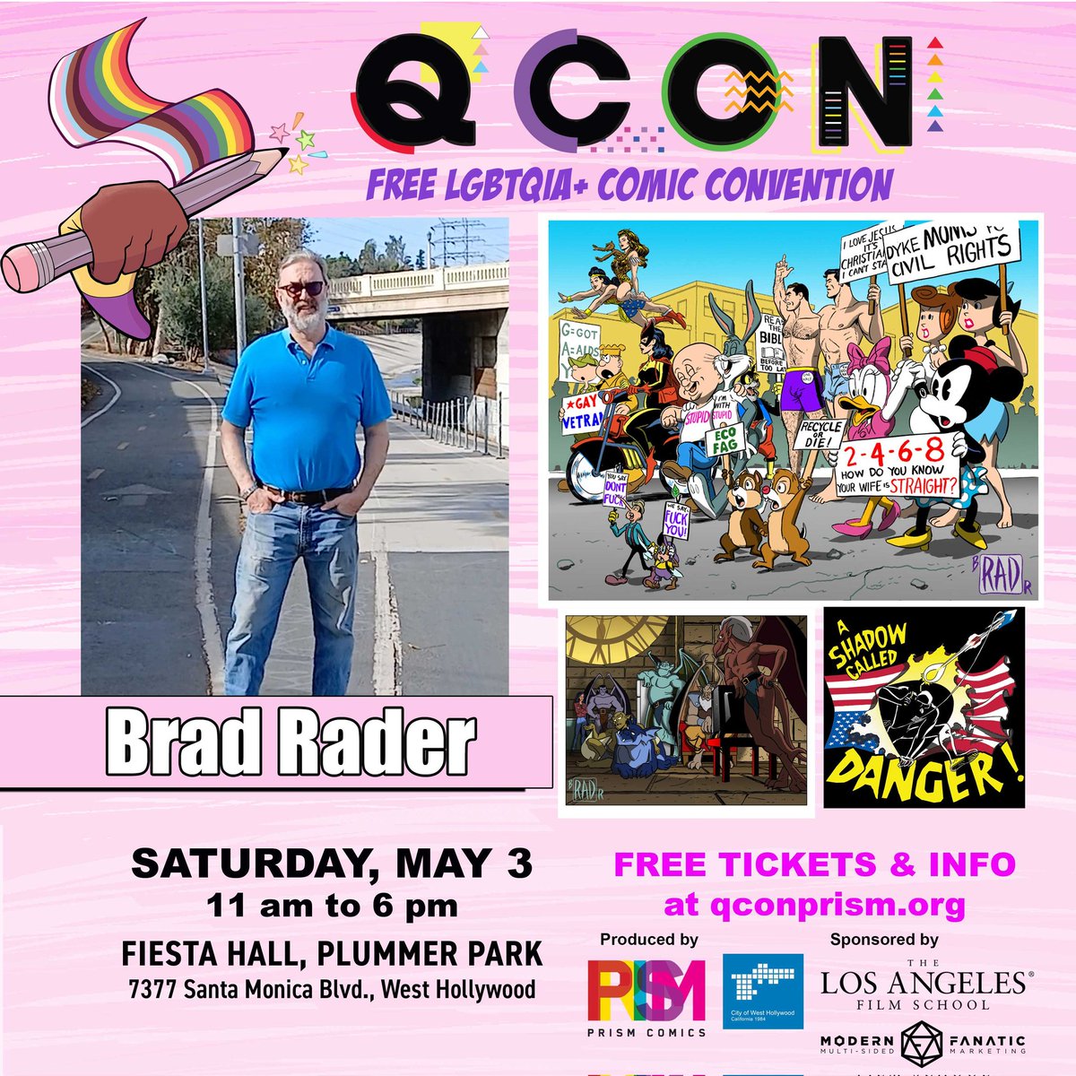 Q CON 2025 is privileged to have accomplished artist of screen and comics, Brad Rader join us as a guest!
In comics, he’s worked on FOGTOWN, BATMAN, CATWOMAN, and in animation GARGOYLES, SPAWN, BOB’S BURGERS!
REGISTER FOR FREE TICKETS: qconprism.org
#comics #lgbtqia