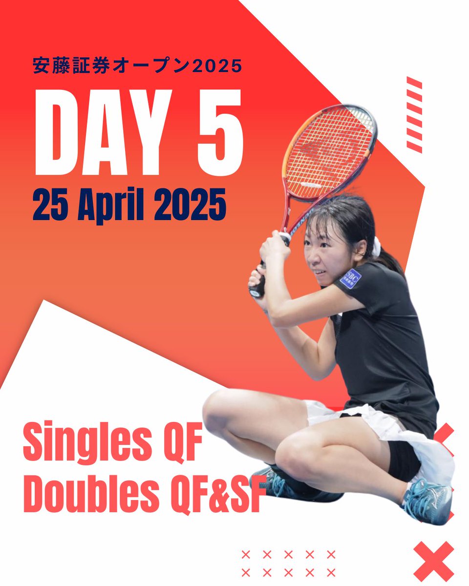 #安藤証券オープン 大会5日目🎾

本日はシングルスQFとダブルスQFとSF。

シングルスはついに本日ベスト4が決まります🙌
果たしてどのような結果が待ち受けているのか！？

ぜひ選手達のプレーを会場でご覧ください🙏