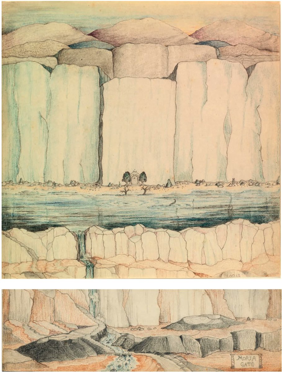 TolkienWonder's tweet image. Tolkien’s illustration of the Moria Gate.
