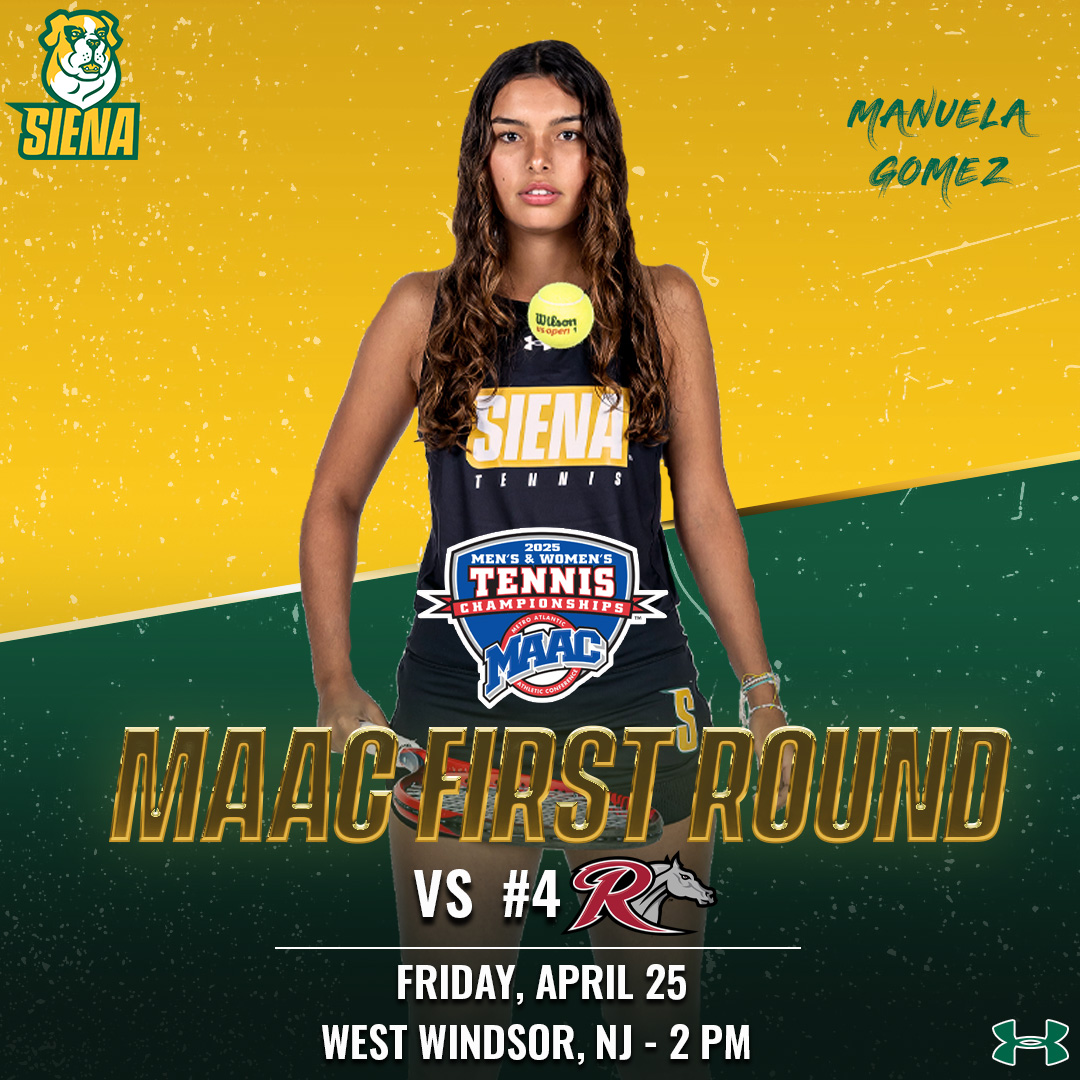🎾 #MATCHDAY | <a href="/SienaWTennis/">Siena Women's Tennis</a> Takes on No. 4 Rider in <a href="/MAACSports/">#MAACSports</a> First Round 

⏰ 2 PM
🏟️ Mercer County Tennis Park
📍 West Windsor, NJ
📺 shorturl.at/J2Wv7
📊 shorturl.at/vcGq4

#MarchOn x #SienaSaints x #WeAreCollegeTennis