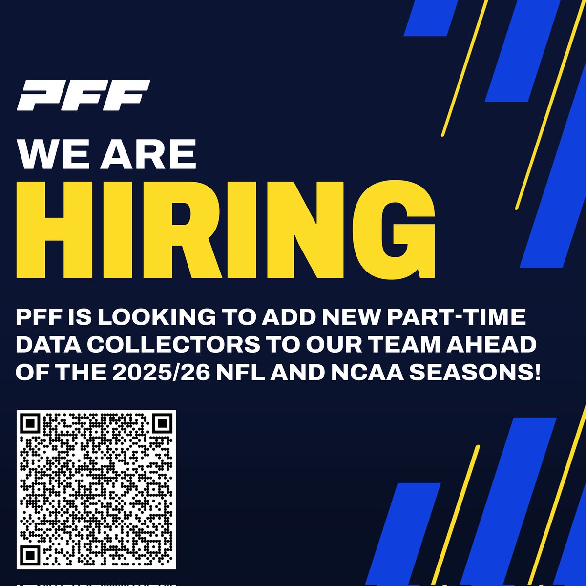 PFF_Simon's tweet image. If you are getting ready for the #NFL draft and wishing you could find a way into the world of football, we might have the perfect opportunity for you, and you don't even need to be drafted!
📢 PFF is currently looking to add to our team of Part-time Data Collector
🏈 Get paid…