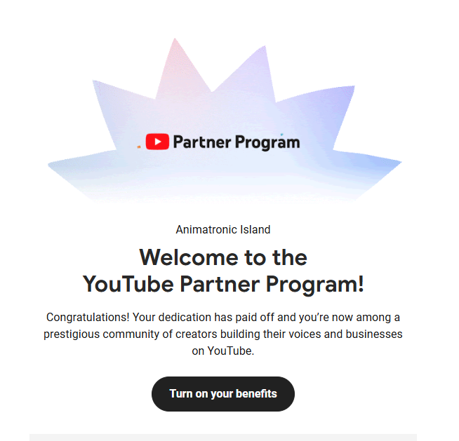 AnimatronicIsle's tweet photo. We are monetized! 🥳 https://t.co/ZQVmB5oxUq