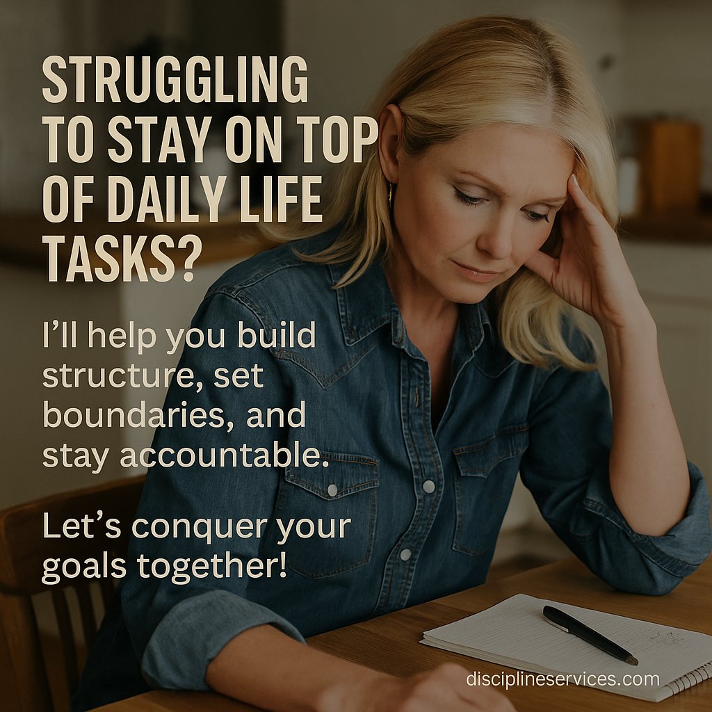 disciplineservi's tweet photo. Struggling with daily tasks? I’ll help you build structure, set boundaries, and stay accountable. Let’s conquer your goals together!
#AccountabilityCoach #WomenOver40 #DailyDiscipline #StructureAndSupport #LifeInOrder #ProductivityHelp https://t.co/yvy82hnTQA