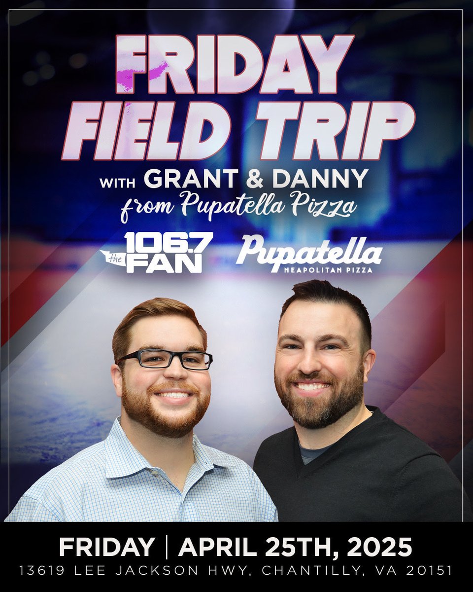 Come out and watch the show live tomorrow at Pupatella Pizza in Chantilly. 

We will be talking Caps and NFL Draft  with the smell of delicious pizza in the air. See you there.