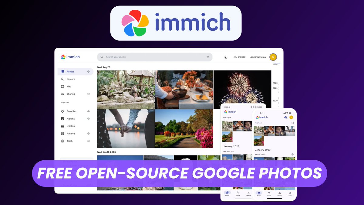 elest_io's tweet image. Discover Immich, a free open-source alternative to Google Photos to store, organize, backup, and manage your photos on your own server without sacrificing your privacy.
Watch our platform overview
👉 youtu.be/EOUEpRZme4w