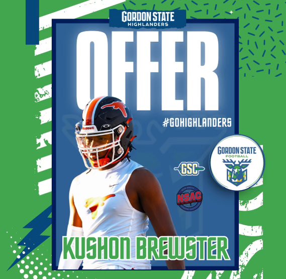 Kushon Brewster (@bigkushon) on Twitter photo After having a great conversation with <a href="/CoachCMcLeod/">Coach McLeod</a> Im blessed to receive an offer from <a href="/Gscfootball1/">Gordon State College Football</a> #MADE🤘#TGK After having a great conversation with <a href="/CoachCMcLeod/">Coach McLeod</a> Im blessed to receive an offer from <a href="/Gscfootball1/">Gordon State College Football</a> #MADE🤘#TGK