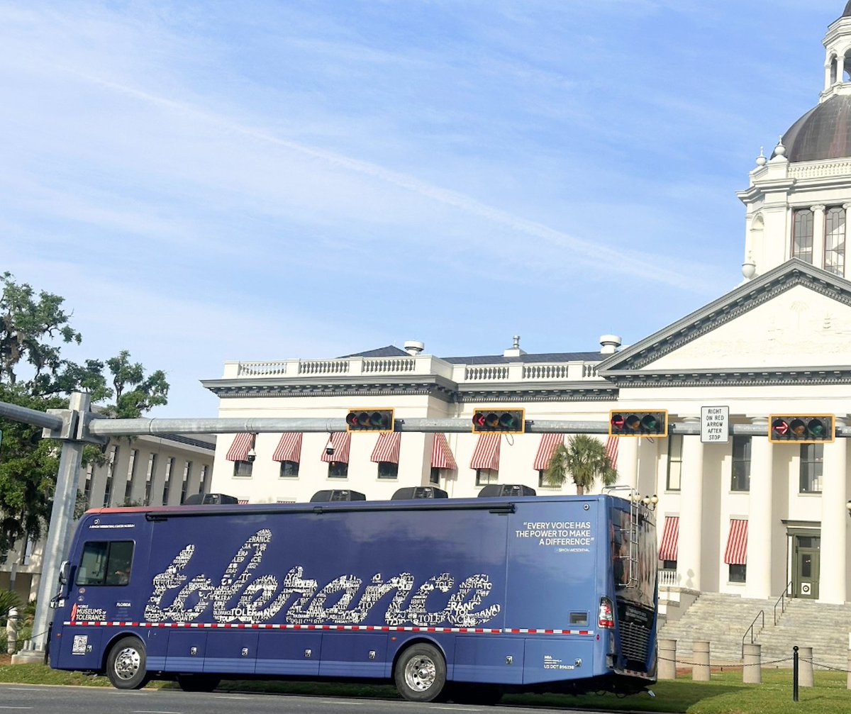 MobileTolerance's tweet image. The Florida Mobile Museum of Tolerance (MMOT) parked at the Florida State Capitol in Tallahassee. During the visit, we paved the way for legislators and state officials to experience our immersive, mobile educational center that drives tolerance, understanding and moral courage.…