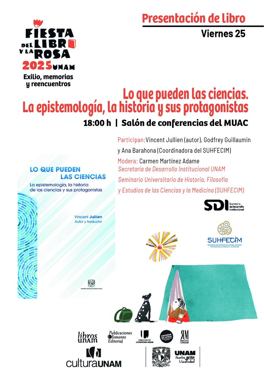 Presentación del libro "Lo que pueden las ciencias. La epistemología, la historia y sus protagonistas"
25 de abril | 18:00 horas (CDMX)
Salón de conferencias del MUAC
Transmisión simultánea: youtube.com/@SUHFECIMUNAM