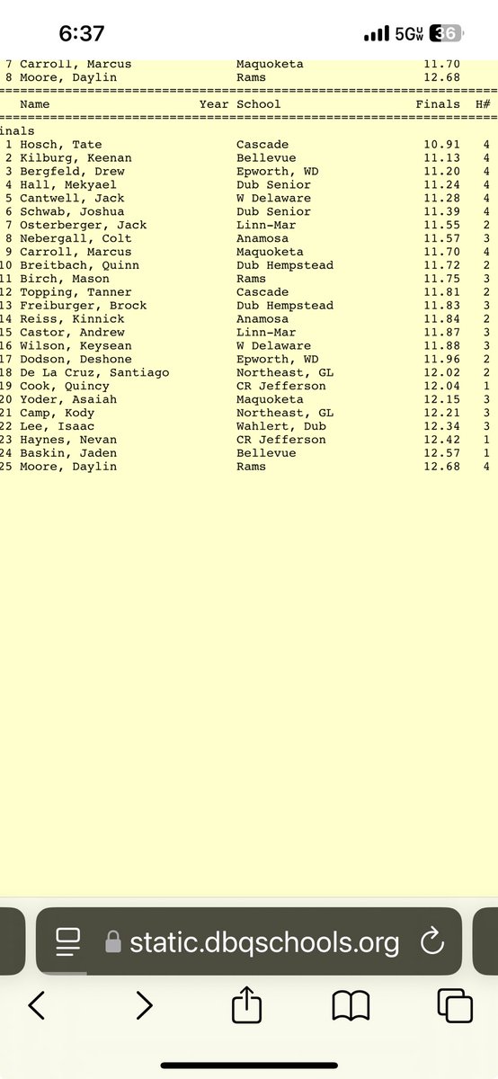 Keenan Kilburg runs the 2nd fastest time in school history. 11.13