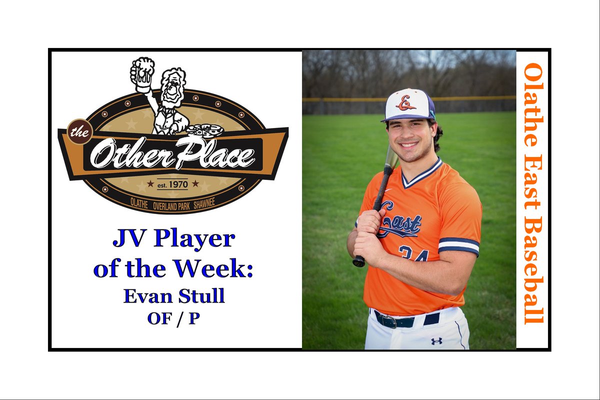 A stellar 2-way week helped the JV squad to W's!  Evan Stull not only had 7 SB's (😳) but went a blistering 6-7 with 5R, and 2 RBI's.  He also hurled a 5IP CG with 8K's, 0BB, and 0R allowed!  Holy Moly, no doubter! Evan you are the The Other Place JV Player of the Week!