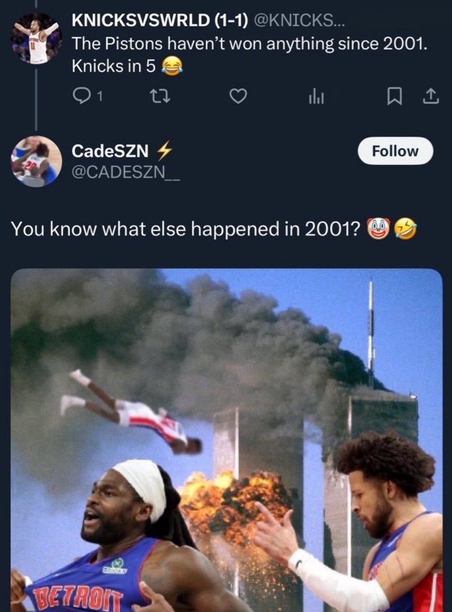 Knicks vs Pistons Twitter in a nutshell 😭😭