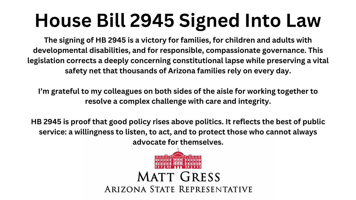 MatthewGress's tweet photo. My statement on House Bill 2945 being signed into law. #FundDDD https://t.co/sptjDo5cCQ