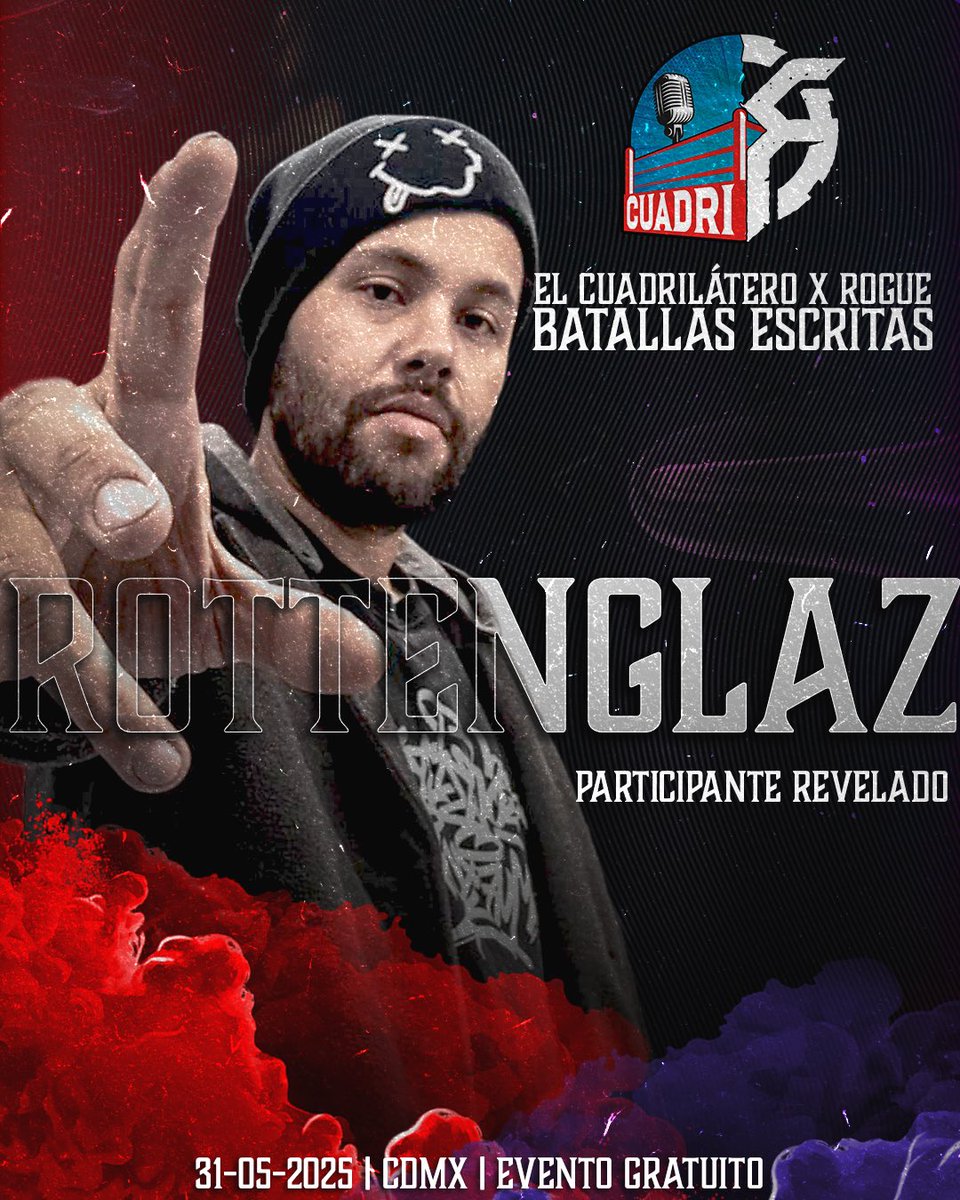 Rottenglaz se sube a el cuadrilátero como el noveno participante revelado 🥊

¿Quién será su rival?

El Cuadrilátero ❌ <a href="/roguerapleague/">Rogue Rap League</a>
🗓️ 31-05-2025
📍CDMX
EVENTO GRATUITO