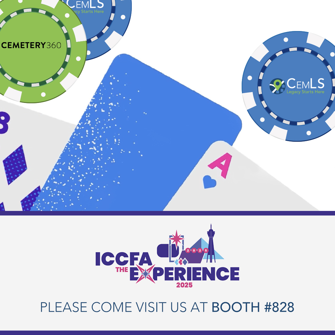 Cemetery360's tweet photo. Headed to ICCFA 2025 in Vegas? Double down at our booth - two great products, one lucky stop! We’ve got exciting new features, fresh updates, and a few surprises we can’t wait to share. Stop by, say hi, and see what’s new - you might just hit the jackpot!  #ICCFA2025 https://t.co/CYKcrxo8aG