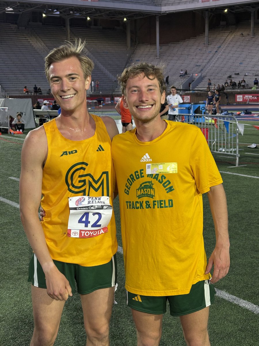 GeorgeMasonTFXC's tweet image. Two under 9:00!!! #1 (new school record) for Bond 8:46.48 and 8:59.88 (#3 AT) for DeRoussel!