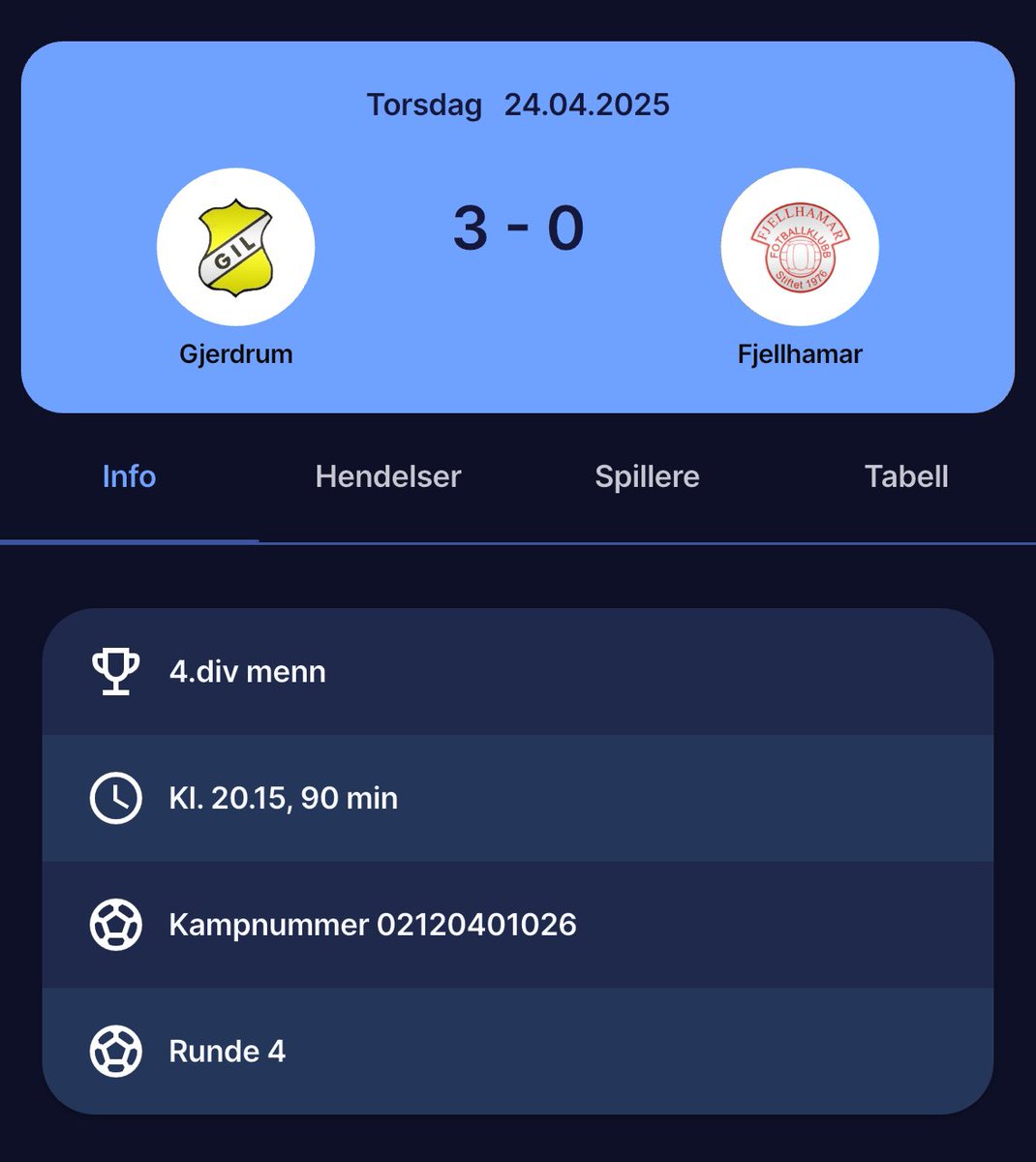 3-0 seier hjemme mot <a href="/AFjellhamar/">Fjellhamar A-lag</a>. Takk for kampen! 

<a href="/Lokalfotballen/">Lokalfotballen</a>