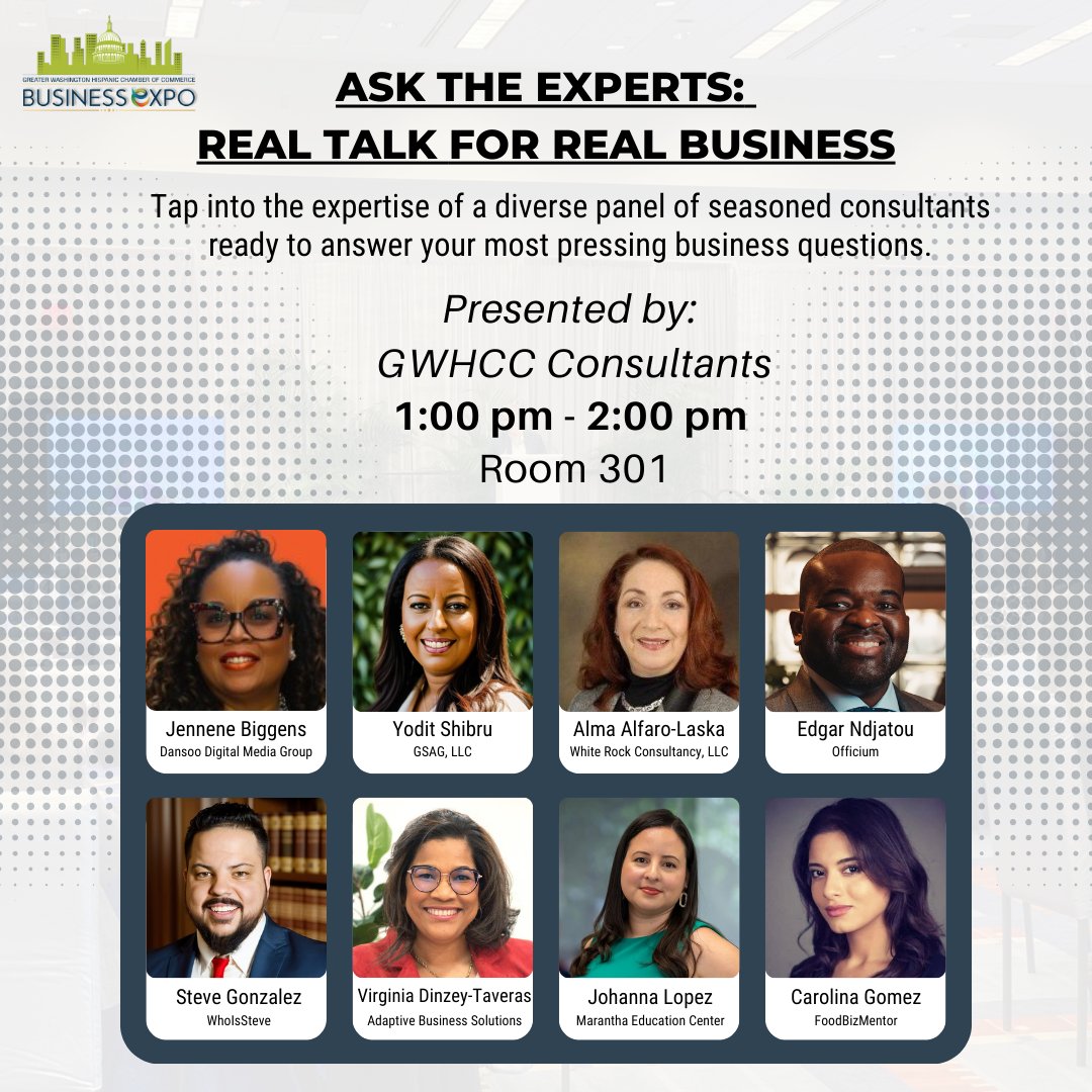 GWHCC's tweet image. 📢 FREE workshops at the #GWHCC Business Expo!
📅 Apr 29 | 🕐 1–4PM | 📍Walter E. Washington Convention Center

💡 AI Strategies (Verizon)
📋 Doing Biz w/ Events DC
🛂 Immigration Tips
💬 Expert Panel

Register ➡️ gwhcc.org/business-expo
#DCBiz #SmallBizSupport #GWHCCBizExpo