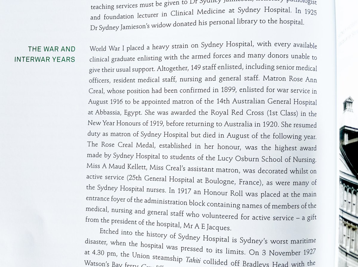 Today, on #ANZACDay, we honour all who served — including the 149 Sydney Hospital staff who enlisted in WWI. 🌿🇦🇺

Among them:
🌺 Matron Rose Ann Creal (Egypt)
🌺 Miss A Maud Kellett (France)
🌺 Nurse Edith Cowan Bullwinkel
Lest we forget. 🌹
📖 More history: