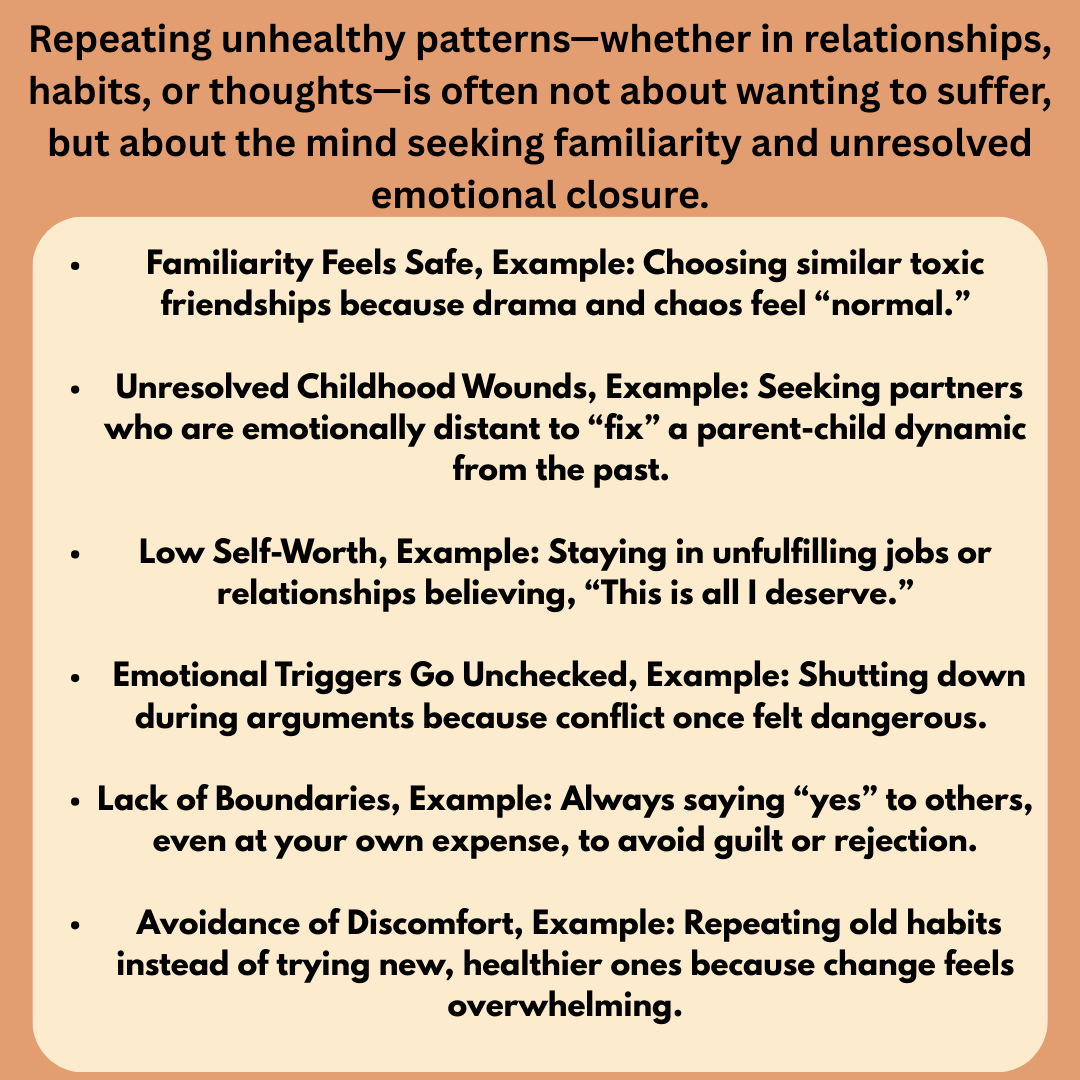 jeevan_aastha's tweet image. We don’t repeat unhealthy patterns because we enjoy pain—we repeat them because they feel familiar. Healing starts with awareness, self-compassion, and the courage to choose differently.

#InnerHealing #MentalHealthMatters #EmotionalGrowth  #SelfWorthWork #jeevanaasthahelpline