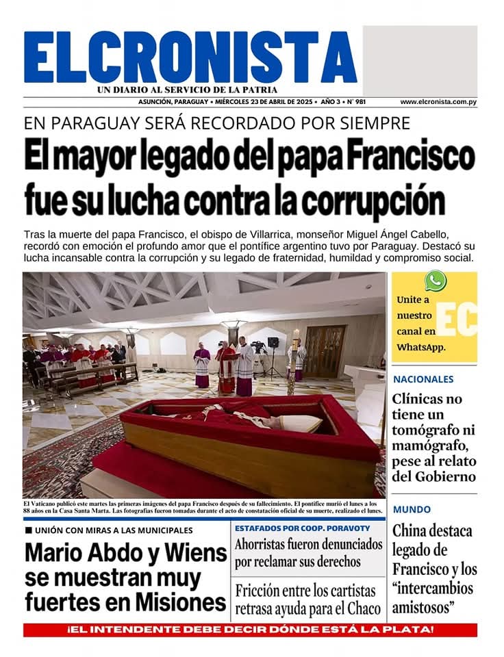 INCREIBLE!  QUE CLASE DE POLITICA EXTERIOR TIENE PEÑA?? Priorizará  acto en EEUU a asistir a funeral de Papa Francisco, quien fue el Pontífice que más ha hecho por  el Paraguay, dándonos, entre otros gestos, el único Cardenal compatriota de la historia. DESATINADA DECISIÓN!