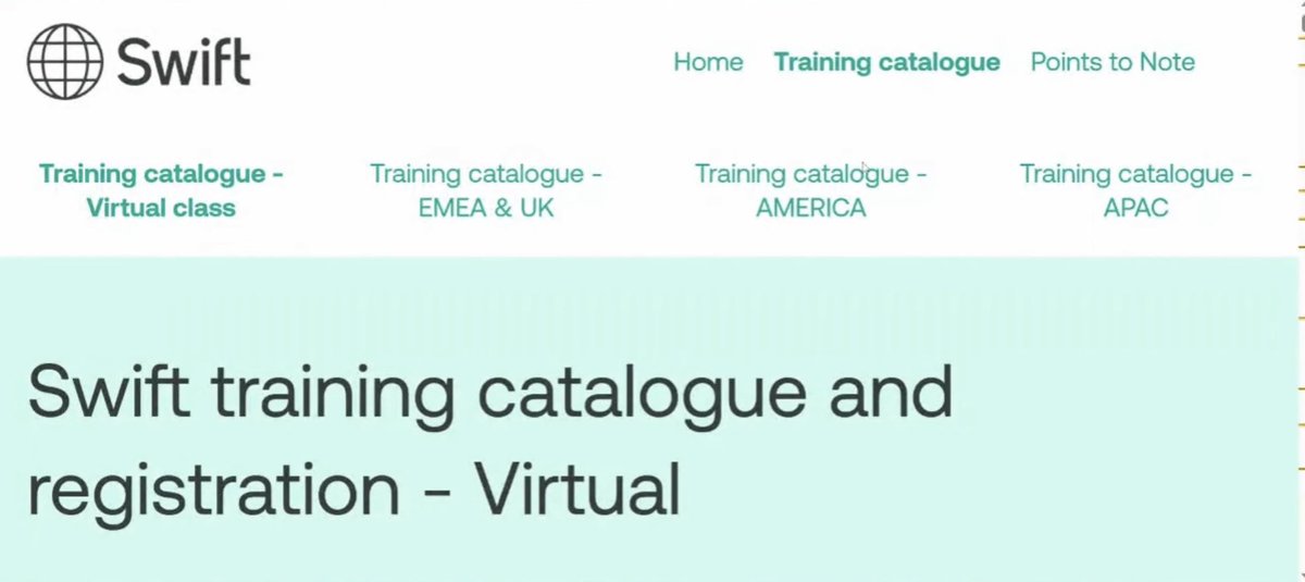 ‼️ SWIFT Update Important Dates ‼️ 

SWIFT Training (They’re Getting Everyone Ready) 

•April 28-29 “ISO” Advanced
•May 12-13 Corporates Advisor 
•June 9-13 Route To ISO2022 and The 
CBPR+ Guidelines 

All Goes Live November. Remember I told you…Q4! 

You’re going to need a
