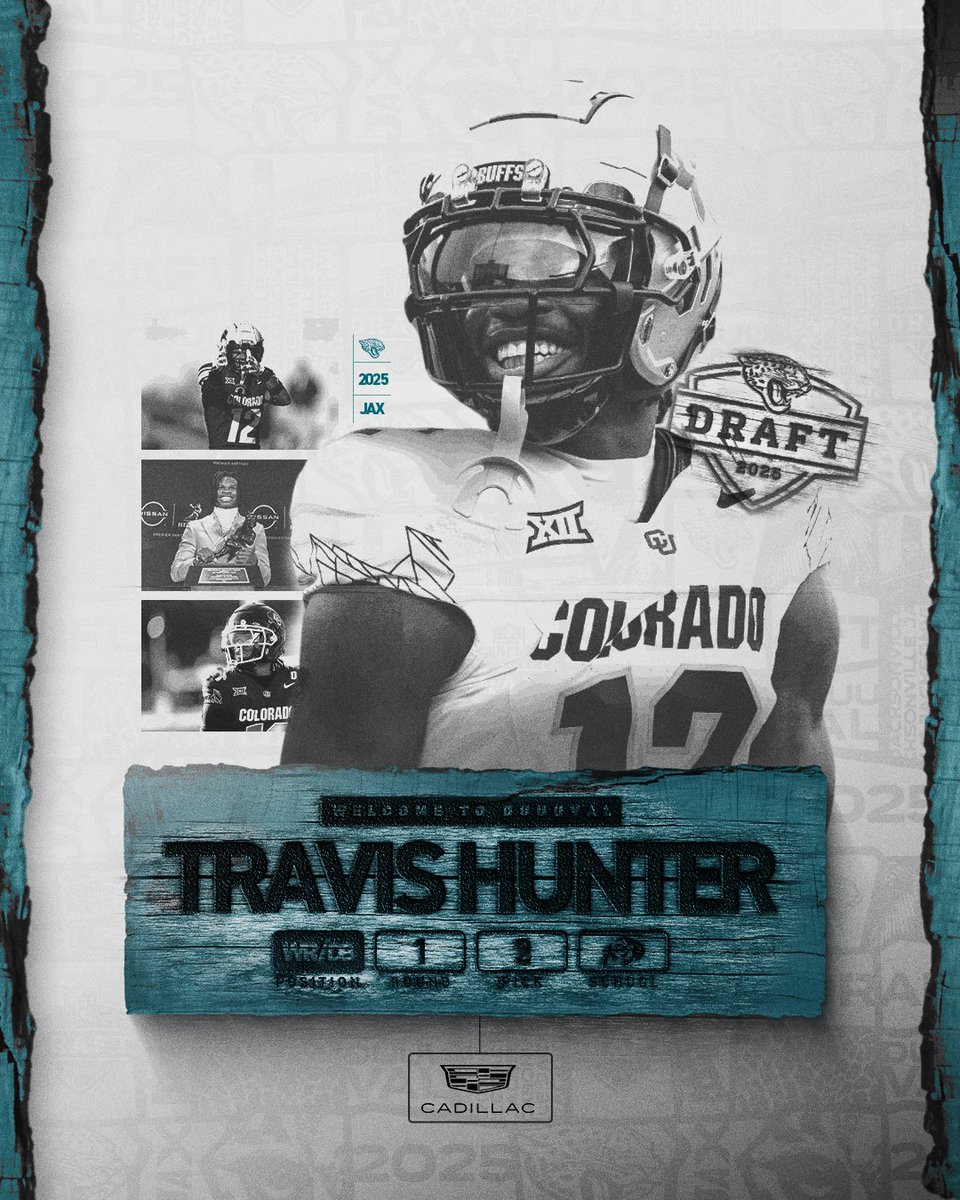 Jacksonville Jaguars (@jaguars) on Twitter photo We have drafted WR/DB Travis Hunter with the No. 2 overall pick!
<a href="/FieldsCadillac/">Fields Cadillac</a> | #DUUUVAL We have drafted WR/DB Travis Hunter with the No. 2 overall pick!
<a href="/FieldsCadillac/">Fields Cadillac</a> | #DUUUVAL