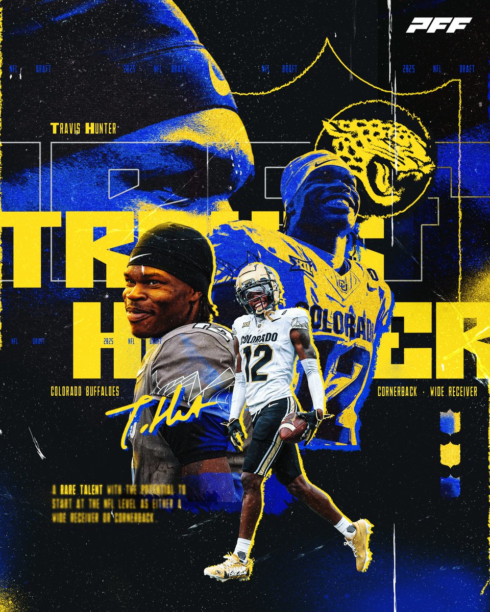 PFF's tweet photo. TRAVIS HUNTER IS A JACKSONVILLE JAGUAR 🐆 https://t.co/QfDTKcRRTP