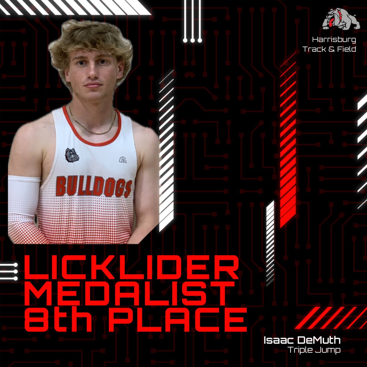 Congratulations to Sr. Isaac DeMuth who medaled at the Licklider Relays in Jeff City!!!! Harrisburg was the smallest school competing out of 15 schools. #BulldawgPride <a href="/harrisburgr8/">Harrisburg R-8</a> <a href="/HburgBoosters/">Harrisburg Bulldogs Booster Club</a> <a href="/TheSteveCombs/">Steve Combs</a> <a href="/CoachAckman/">Chris Ackman</a> <a href="/MBlakeLogan/">Blake Logan</a> <a href="/DGP_Geisler/">Devon Geisler</a> <a href="/b_claas/">Brennan Claas</a> <a href="/Whitfam8/">Rebekah Whitaker</a>