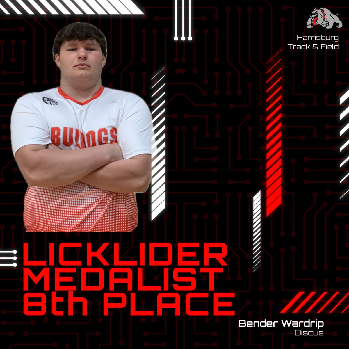 Congratulations to Jr. Bender Wardrip who medaled at the Licklider Relays in Jeff City!!!! Harrisburg was the smallest school competing out of 15 schools. #BulldawgPride <a href="/harrisburgr8/">Harrisburg R-8</a> <a href="/HburgBoosters/">Harrisburg Bulldogs Booster Club</a> <a href="/TheSteveCombs/">Steve Combs</a> <a href="/CoachAckman/">Chris Ackman</a> <a href="/MBlakeLogan/">Blake Logan</a> <a href="/DGP_Geisler/">Devon Geisler</a> <a href="/b_claas/">Brennan Claas</a> <a href="/Whitfam8/">Rebekah Whitaker</a>