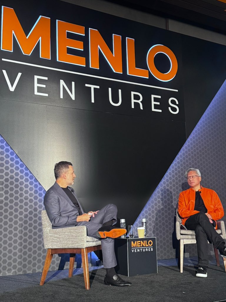 <a href="/nvidia/">NVIDIA</a> CEO Jensen Huang is rocking the <a href="/MenloVentures/">Menlo Ventures</a>’ orange as he sits down with @houman81 to share his leadership philosophies.  #MenloCEOSummit2025