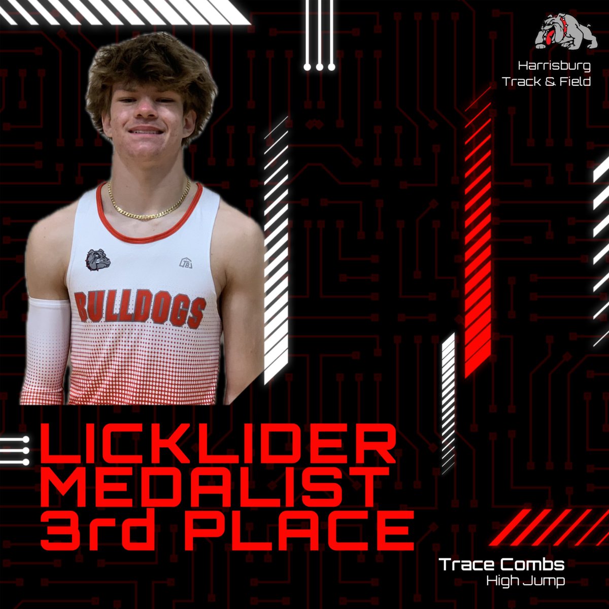 Congratulations to Sr. Trace Combs who medaled at the Licklider Relays in Jeff City!!!! Harrisburg was the smallest school competing out of 15 schools. #BulldawgPride <a href="/harrisburgr8/">Harrisburg R-8</a> <a href="/HburgBoosters/">Harrisburg Bulldogs Booster Club</a> <a href="/TheSteveCombs/">Steve Combs</a> <a href="/CoachAckman/">Chris Ackman</a> <a href="/MBlakeLogan/">Blake Logan</a> <a href="/DGP_Geisler/">Devon Geisler</a> <a href="/b_claas/">Brennan Claas</a> <a href="/Whitfam8/">Rebekah Whitaker</a>