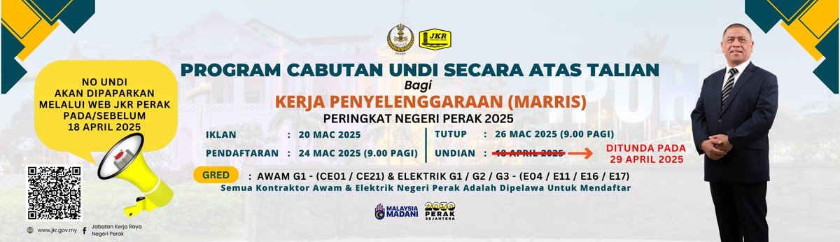 Senarai kontraktor layak yang telah dikemaskini. Sila layari jkrperak.gov.my/images/Hebahan…