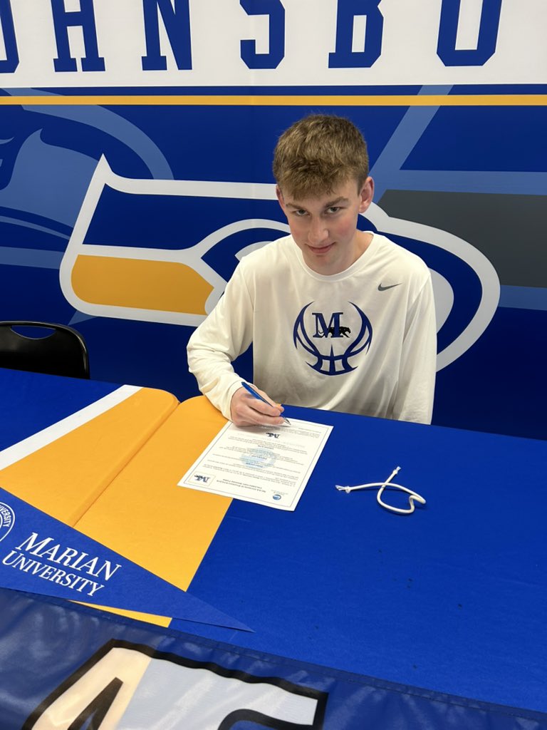 JHSSkyhawks's tweet photo. Congratulations JT Schmitt!  JT has committed to play basketball at Marian University in Fon du Lac, WI.  Best of luck JT!! Once a Skyhawk…always a Skyhawk! https://t.co/TQ8Ku8FF43