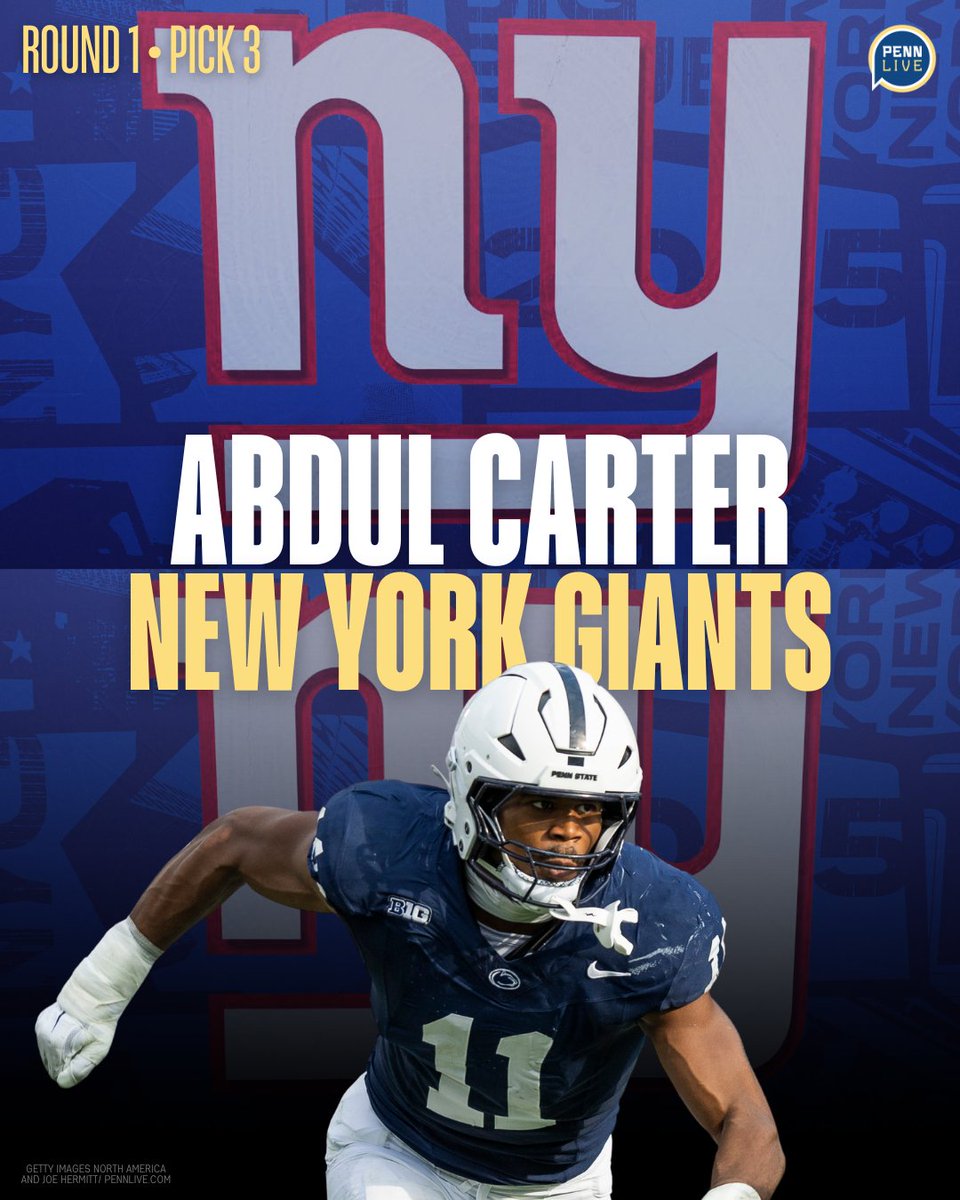 psufootball's tweet photo. It's official. Penn State's Abdul Carter is headed to the New York Giants. https://t.co/NJV3149IHU