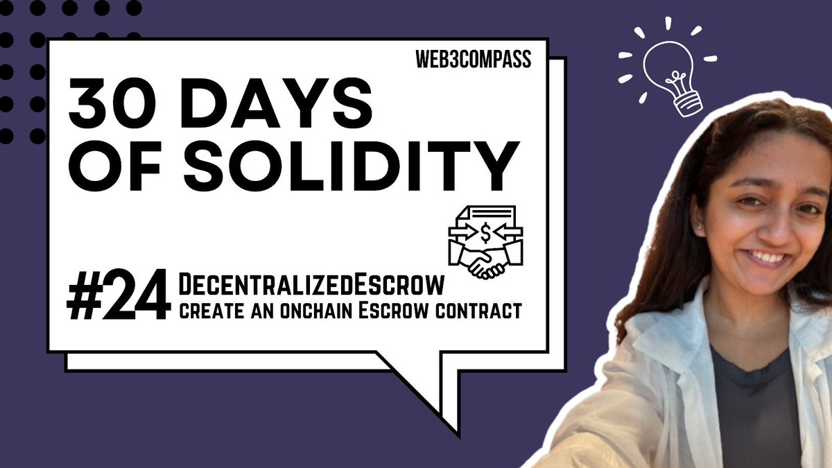 audaciousSneha's tweet photo. Day 24 video is out!!! We are writing an escrow contract here 
Link: https://t.co/flYTF80MLo
Go Go watch it now! https://t.co/ZyhkoKBpYd