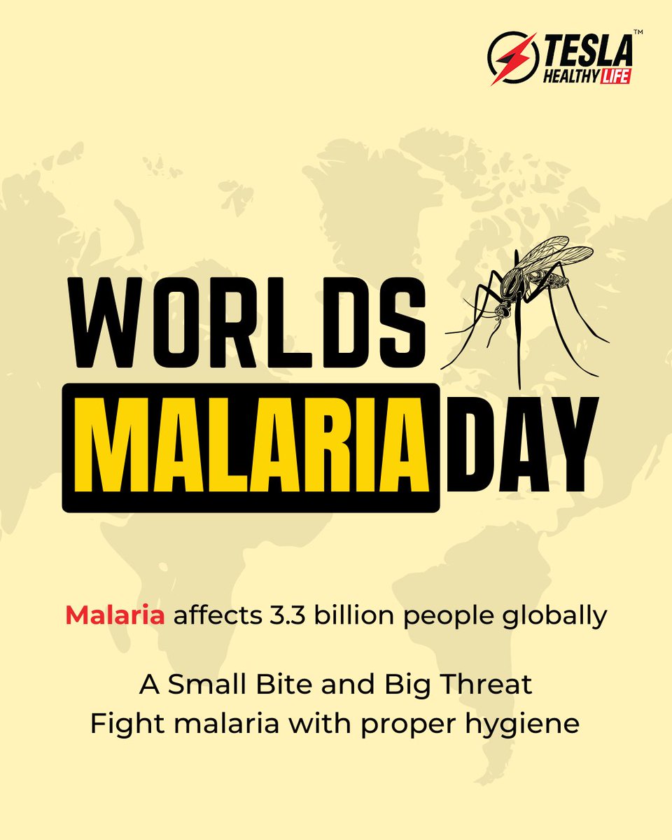 TeslaHealthy's tweet photo. A single mosquito bite can lead to a deadly disease.
Let’s raise awareness, promote prevention, and fight malaria with proper hygiene and timely care. 🌍💪

#worldmalariaday #fightmalaria #healthyliving #diseaseprevention #globalhealth #malariaawareness #teslahealthylife https://t.co/LQFEjrokMh