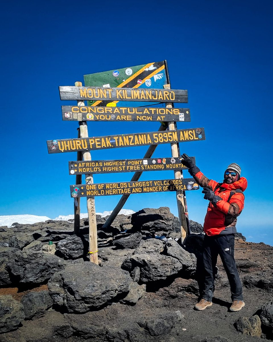 Successfully summited Mt. Kilimanjaro (5895m) – the Roof of Africa 🌍 on 22 Feb 2025!
Proud moment as this marks my 1st step towards the #SevenSummits expedition.

Grateful for all the support 🙏

#Kilimanjaro #Mountaineering #TribalYouth #Adventure #7Summits #BeyondPossible