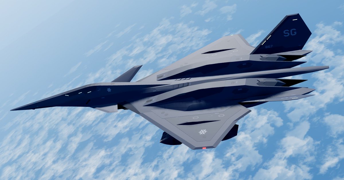 BelkanUAV's tweet image. ATSF-27 &apos;Megami&apos;

A large next-gen multirole fighter by Arashi Munitions, born from classified Belkan tech. It is powered by twin ramjet engines, allowing speeds up to Mach 4+.

#robloxbuild #robloxdevs