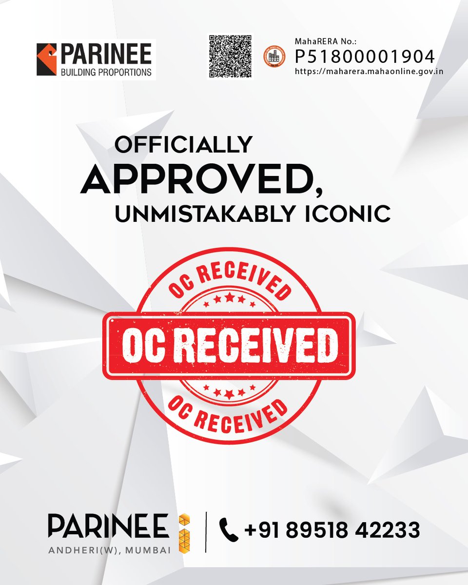 ParineeRealty's tweet photo. Mumbai's most iconic - Parinee i, now OC Certified. This one-of-a-kind commercial marvel is your invitation to make a statement that's unmistakably alluring - right beside Dharmas and YRFs.

This is your skyline moment. Own it.
#parineei #parineegroup #occertified https://t.co/WKxlgQF7tZ