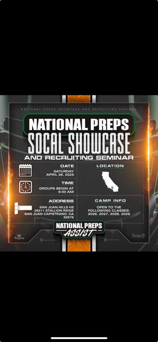 Looking forward to showing out at The National Preps Showcase this Saturday. 
<a href="/lamiradafb/">@lamiradafootball</a> <a href="/LucasMealy/">Lucas Mealy</a>