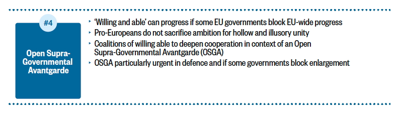 "The ‘willing and able’ should intensify their level of cooperation in the context of an Open Supra-Governmental Avantgarde (OSGA)."

Much talk these days about 'coalitions of the willing'. But how should #EU countries organize their cooperation inside &amp; outside of EU framework?